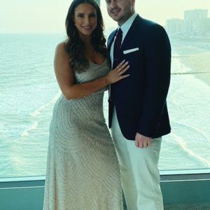 Adrianna Papell Art deco blouson beaded gown dress